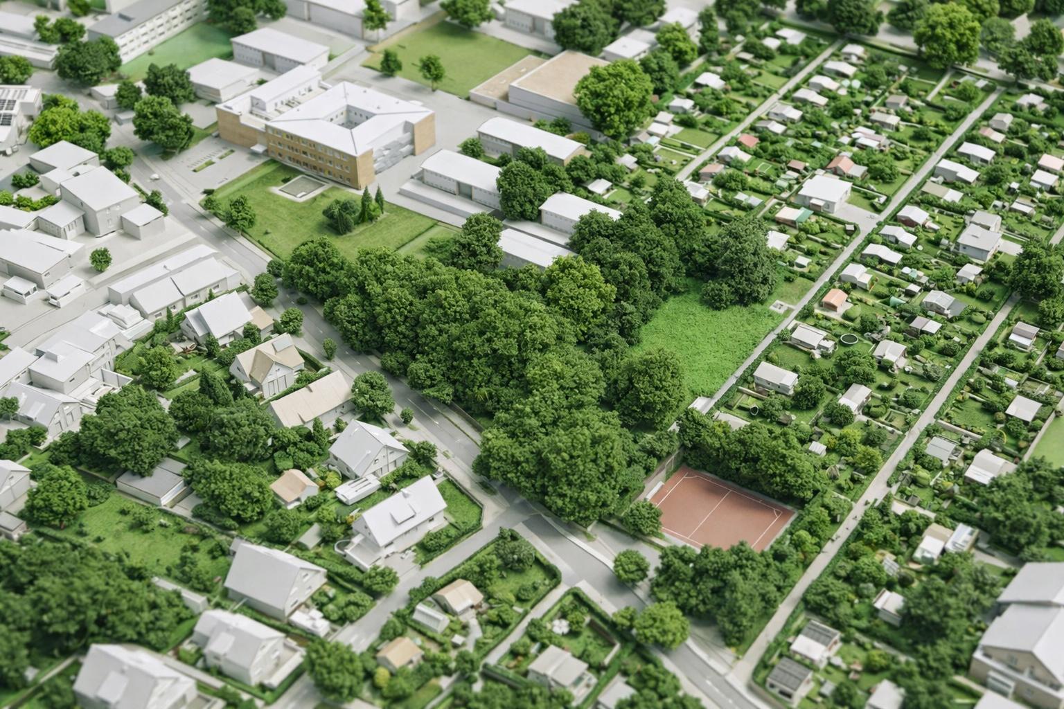 Horner Aufschwung Legienstraße Hamburg-Horn – Luftaufnahme des entstehenden Quartierszentrums im Architekturmodellstil